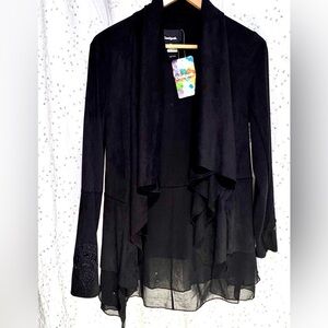 NWT Desigual Women's Audreane Faux Leather Waterfall Jacket Size US 4